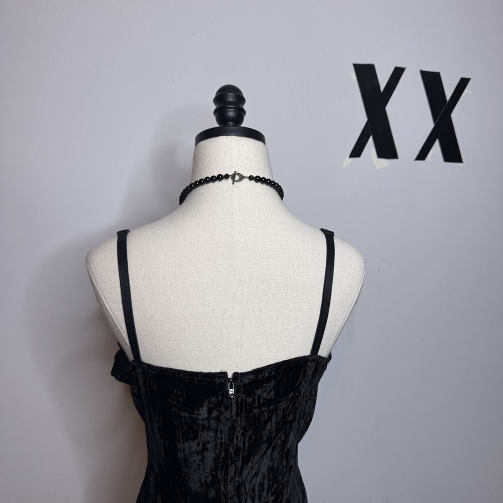 Vintage TRIPP NYC Black Velvet Mini Dress Goth Club Original Rocket Label RARE S - Picture 7 of 11